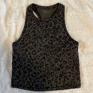 Athleta Shanti Cropped Leopard Print High Neck tank